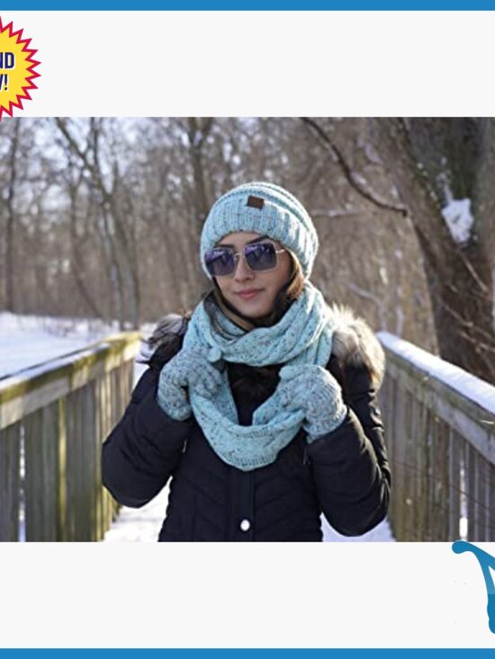 Oversized Slouchy Beanie Infinity Scarf Glove Set Winter Accessories main image 3
